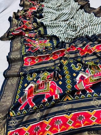 Kesariya By Shubh Shree Womens Patola Silk Saree With Siroski Work