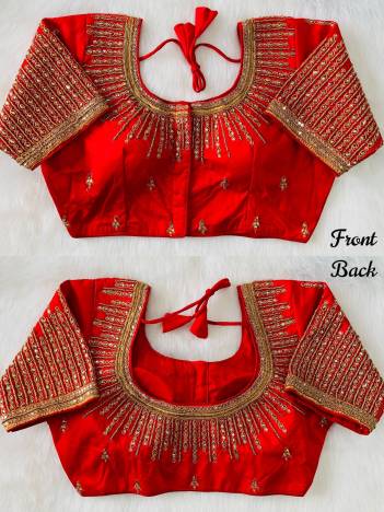 Heavy Satin Silk Embroidered Blouse Wholesaler in Surat
