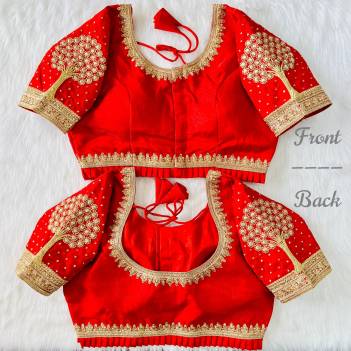 Heavy Malai Silk 3d Embroidery Work Blouse Wholesaler in Surat