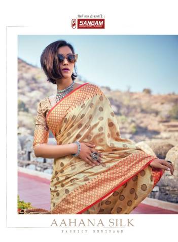 Aahana Silk By Sangam Print Banarasi silk saree manufacturer in Surat