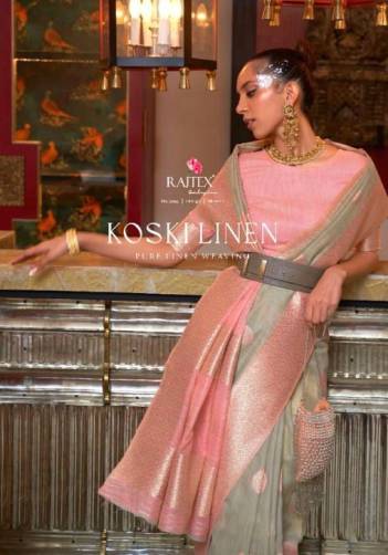 Koski Linen By Rajtex Pure Linen Weaving Saree Wholesaler in Surat 