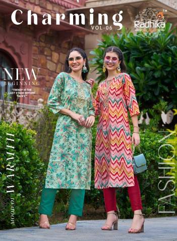 CHARMING VOL 6 BY RADHIKA LIFESTYLE DESIGNER TOP & BOTTOM WHOLESALER IN SURAT
