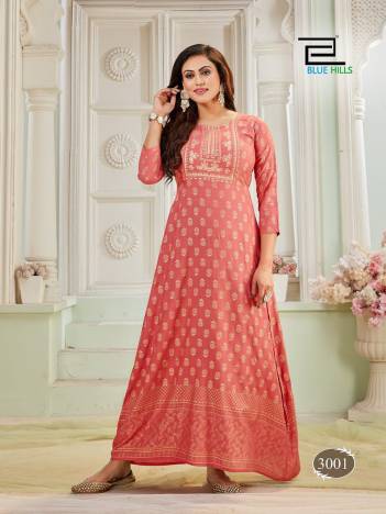 BELA BY BLUEHILLS DESIGNER PRIENTED GOWN WHOLESALER IN SURAT