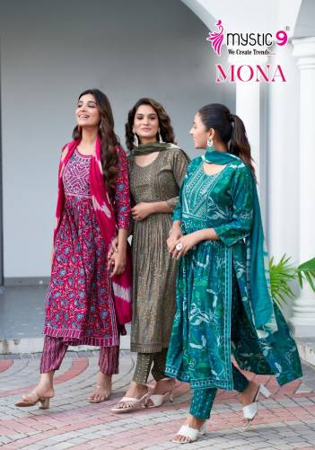 MONA VOL 1 BY MYSTIC 9 DESIGNER EMBROIDERY SALWAR SUIT WHOLESALER IN INDIA