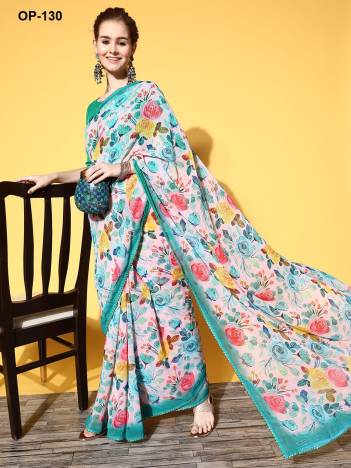 D.NO. OP 130 BY LAXMINAM GEORGETTE SAREE MANUFACTURER IN INDIA