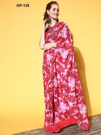 D.NO. OP 135 BY LAXMINAM GEORGETTE SAREE WHOLESALER IN INDIA