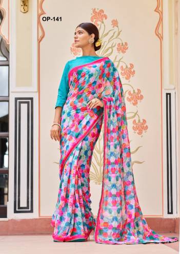 D.NO. OP 141 BY LAXMINAM GEORGETTE SAREE MANUFACTURER IN INDIA