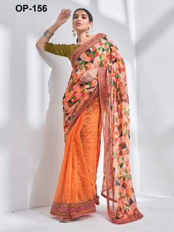 D.NO. OP 156 BY LAXMINAM GEORGETTE SAREE MANUFACTURER IN INDIA