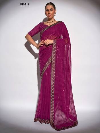 D.NO. OP 211 BY LAXMINAM GEORGETTE SAREE MANUFACTURER IN INDIA