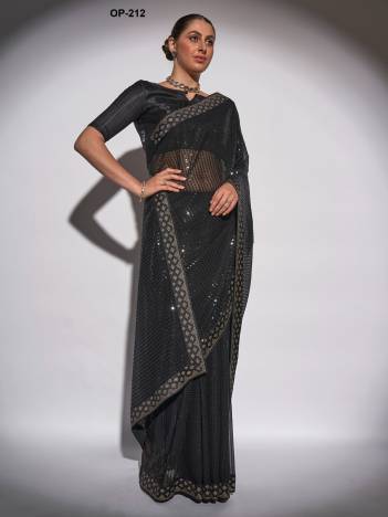 D.NO. OP 212 BY LAXMINAM GEORGETTE SAREE MANUFACTURER IN INDIA