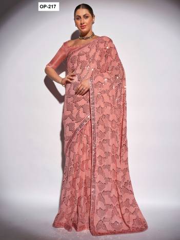 D.NO. OP 217 BY LAXMINAM GEORGETTE SAREE WHOLESALER IN INDIA