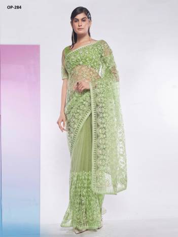 D.NO. OP 284 BY LAXMINAM SOFT NET SAREE MANUFACTURER IN INDIA