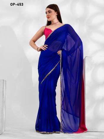 D.NO. OP 453 BY LAXMINAM GEORGETTE SAREE WHOLESALER IN INDIA