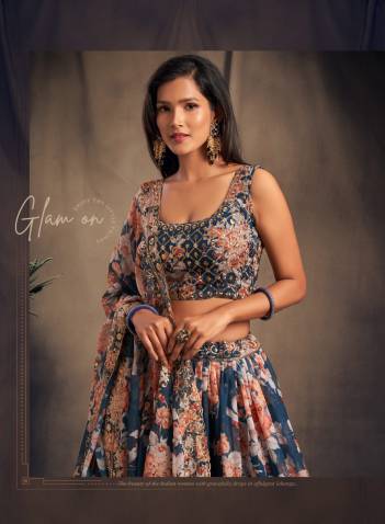 FLORAL VOL 2 BY ZEEL ORGANZA DESIGNER LEHENGA CHOLI MANUFACTURER IN SURAT