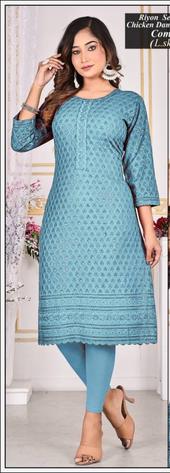 RSF BY SAGAR IMPEX RAYON SEQUENCE KURTI  SUPPLIER IN SURAT