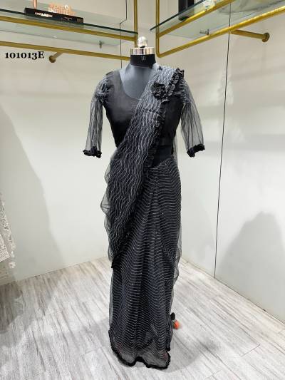 D.NO. 101013A TO 101013E BY AMOHA  DROP NET FABRIC SAREE WHOLESALER IN INDIA