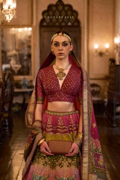 TAJ MAHAL BY REWAA SMOOTH RAJWADI DESIGNER LEHENGA CHOLI