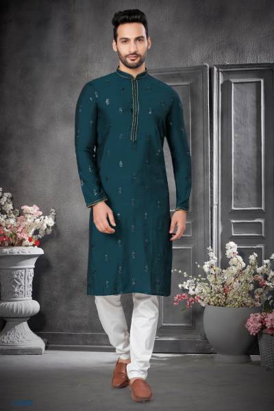 OUTLOOK VOL-128 BY OUTLOOK EMBROIDERY KURTA PAJAMA MENS WEAR WHOLESALER IN INDIA
