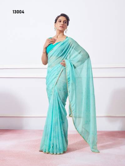 BARBIE D.NO. 13004 BY LAXMINAM ORGANZA SAREE MANUFACTURER IN INDIA