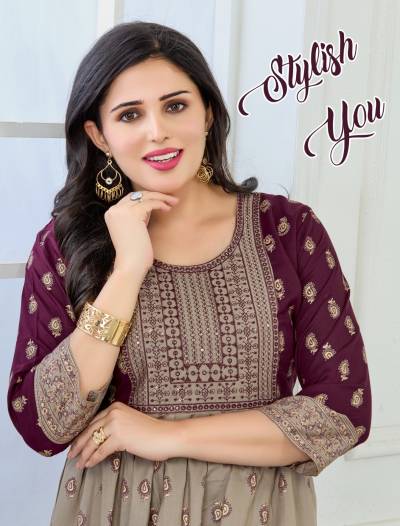 Stylish You Vol.2.0.1 BY BEAUTY QUEEN DESIGNER RAYON PRINT GOWNS WHOLESALER IN INDIA