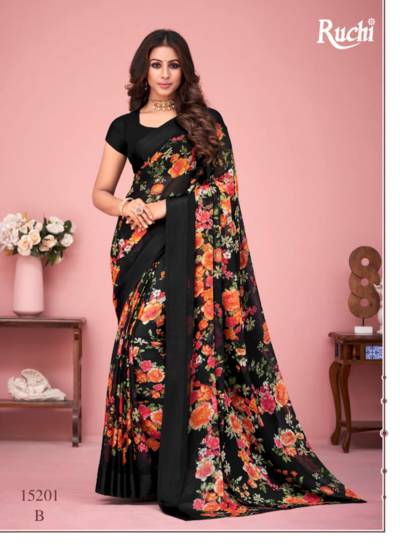 Ruchi Cherry 23rd Edition Floral Printed Chiffon Saree Wholesaler in Surat