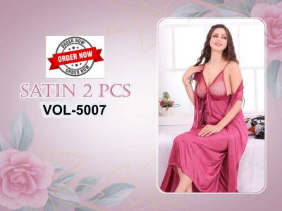 VOL.PC-5007 BY SUMMER SPECIAL DESIGNER SHINKER PLAIN SATIN GOWN NIGHTY WHOLESALER IN INDIA