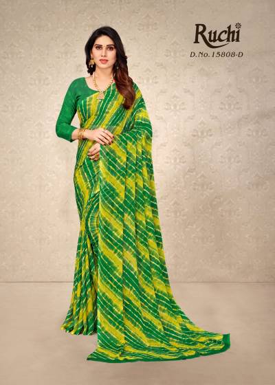 RUCHI STAR CHIFFON 15808A TO 15808F LEHERIYA SAREE WHOLESALER