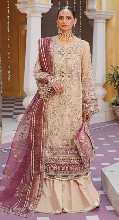 D.NO. R-596 BY RAMSHA ORGANZA  EMBROIDERY SALWAR KAMEEZ FROM INDIA