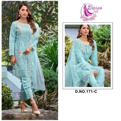 DINSAA SUIT 171 COLOUR'S 171A TO 171C SET DESIGNER SALWAR SUIT WHOLESALER IN SURAT