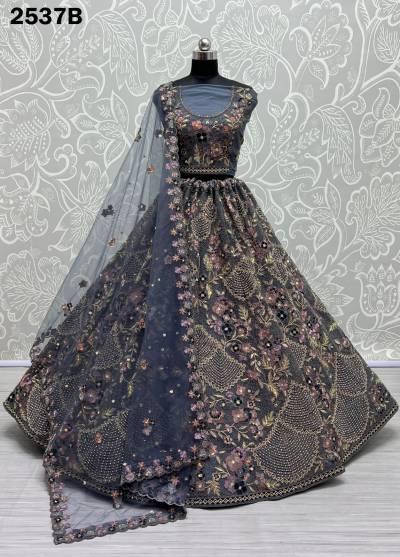  2537A TO 2537B BY ANJANI ART ANCY EMBROIDERY MULTI THREAD LEHENGA CHOLI MANUFACTURER IN INDIA