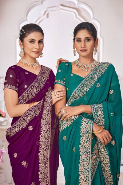 JAYSHREE 1999 COLOUR'S 1999A TO 1999D DESIGNER GEORGETTE SAREE WHOLESALER IN INDIA