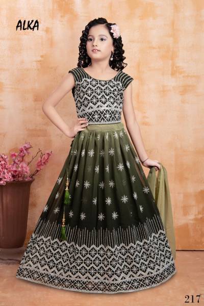 Alka Vol 27 Kids Georgette Embroidered Lehenga choli wholesaler