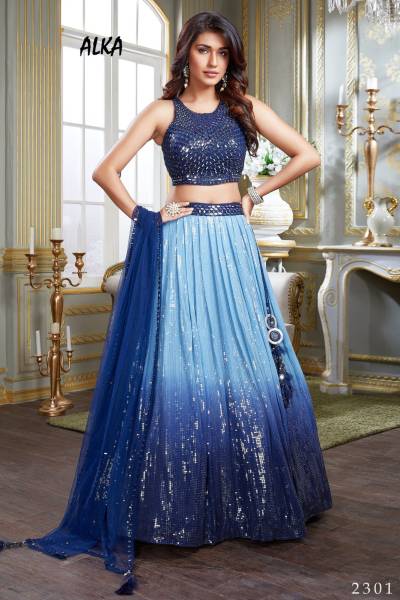 HAZEL BY ALKA PURE GEORGETTE LEHNGA CHOLI MANUFACTURER IN INDIA