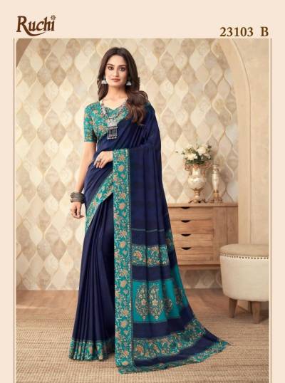 UNIFORM HIT DESIGNS BY RUCHI SILK CREPE SAREE WHOLESALER IN INDIA