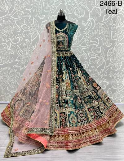 D.NO. 2466A TO 2466D BY ANJANI ART EMBROIDERY LEHENGA CHOLI WHOLESALER IN INDIA