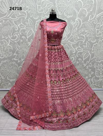 D.NO.2471A TO 2471C BY ANJANI ART HEAVY NET LEHENGA CHOLI WHOLESALER IN INDIA