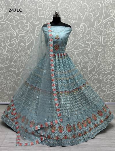 D.NO.2470A TO 2470C BY ANJANI ART  HEAVY NET LEHENGA CHOLI EXPORTER IN INDIA