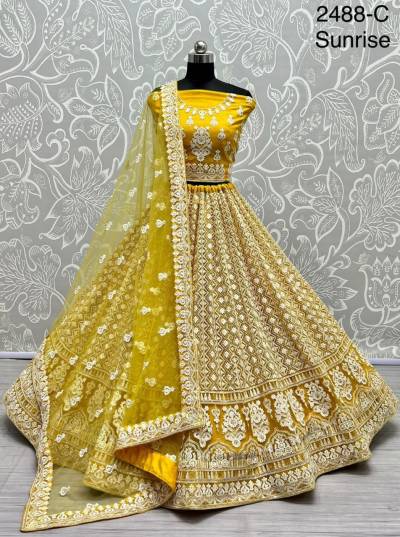 SERIES 2488A TO 2488D BY ANJANI ART EMBROIDERY LEHENGA CHOLI WHOLESALER IN INDIA