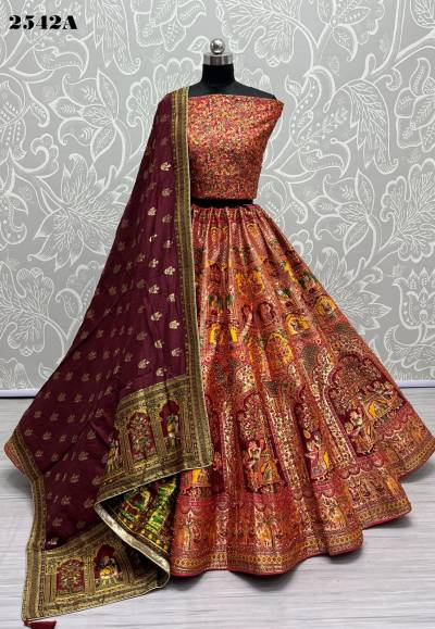 D.NO. 2542A & 2542B BY ANJANI ART BANARASI SILK LEHENGA CHOLI MANUFACTURER IN INDIA