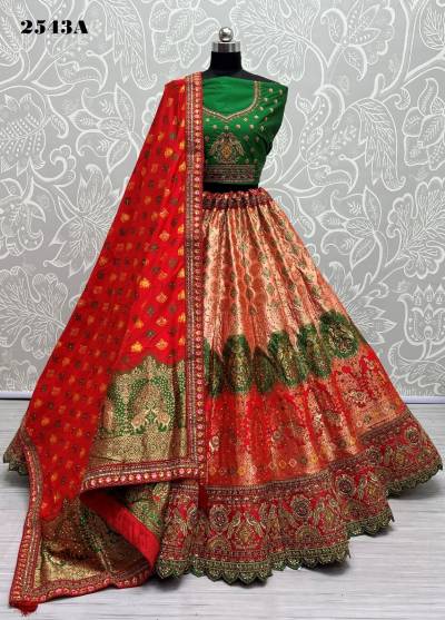  2543A & 2543B BY ANJANI ART BANARASI SILK LEHENGA CHOLI WHOLESALER IN INDIA