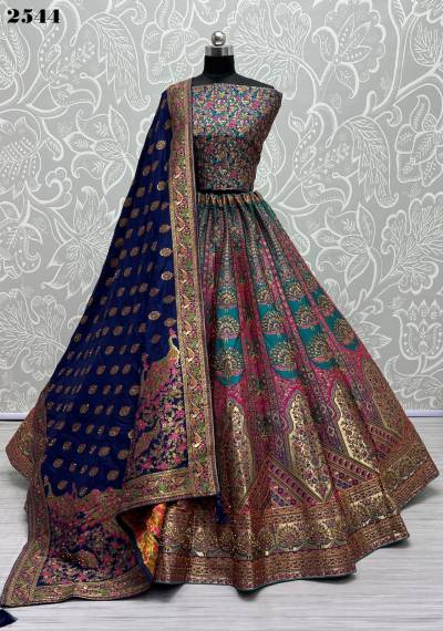 D.NO. 2544 BY  ANJANI ART  BANARASI SILK LEHENGA CHOLI WHOLESELER IN INDIA