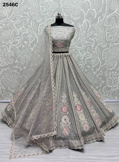 D.NO. 2546A TO 2546C BY ANJANI ART EMBROIDERY LEHENGA CHOLI WHOLESALER IN INDIA