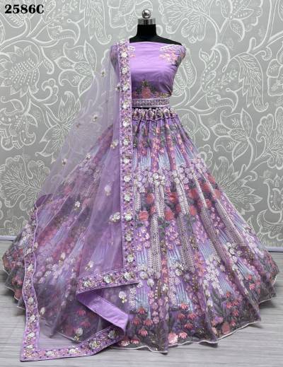 D.NO. 2586A TO 2586E BY ANJANI HEAVY NET LEHENGA CHOLI MANUFACTURER IN INDIA