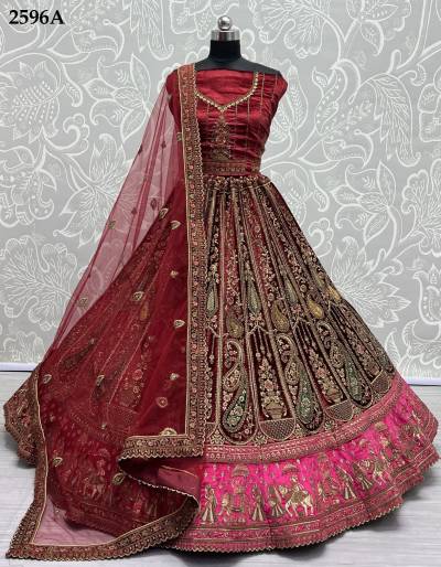 DNO. 2596A & 2596B BY ANJANI ART EMBROIDERY LEHENGA CHOLI WHOLESALER IN INDIA