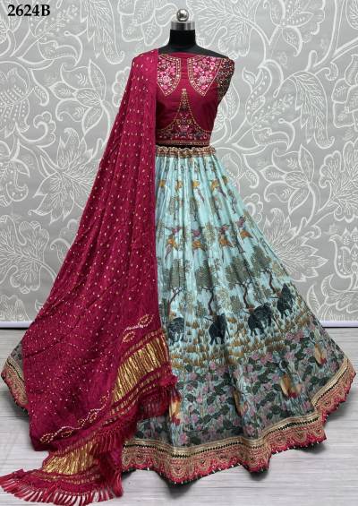 SERIES – 2624A TO 2624C BY ANJANI ART EMBROIDERY LEHENGA CHOLI WHOLESALER IN INDIA