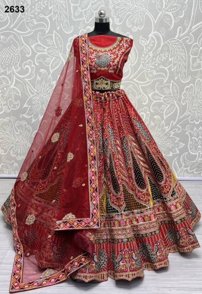 D.NO. 2633 BY ANJANI ART EMBROIDERY LEHENGA CHOLI WHOLESALER IN INDIA