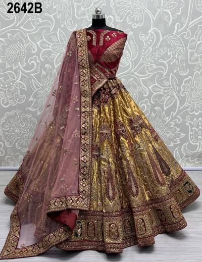 D.NO. 2642A & 2642B BY ANJANI ART BROCADE SILK LEHENGA CHOLI EXPORTER IN INDIA