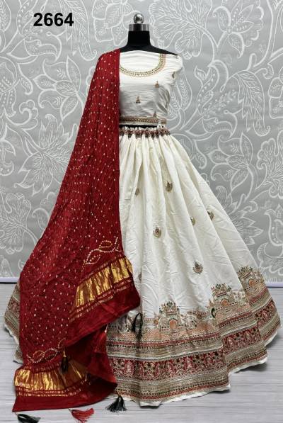 D.NO. 2664 BY ANJANI ART SILK LEHENGA CHOLI MANUFACTURER IN INDIA