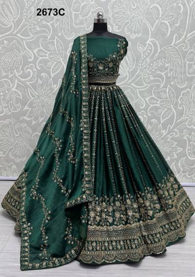 D.NO. 2673A TO 2673C BY ANJANI ART SATIN CHIFFON LEHENGA CHOLI WHOLESALER IN INDIA