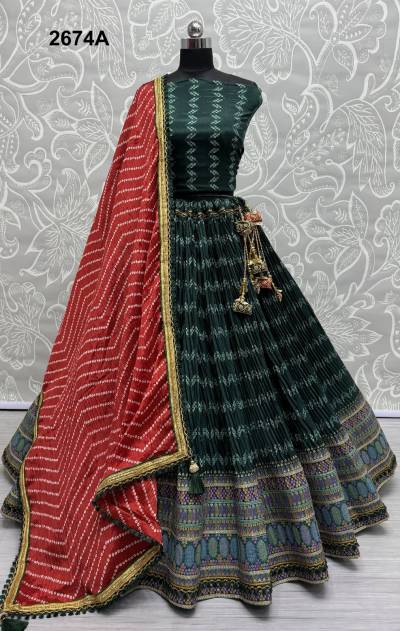 D.NO. 2674A TO 2674C BY ANJANI ART CHIFFON LEHENGA CHOLI MANUFACTURER IN INDIA